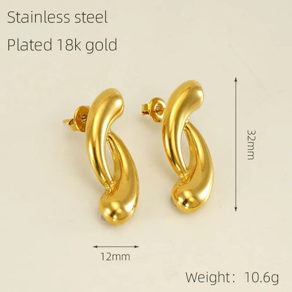 1 Pair Simple Style U Shape 304 Stainless Steel 18K Gold Plated Ear Studs