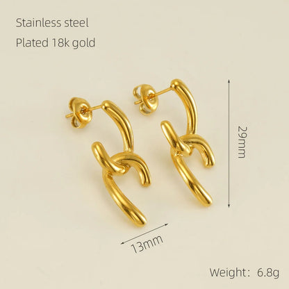 1 Pair Simple Style U Shape 304 Stainless Steel 18K Gold Plated Ear Studs