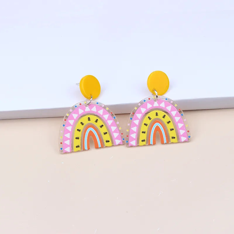 1 Pair Simple Style U Shape Arylic Patchwork Women'S Drop Earrings Ear Studs