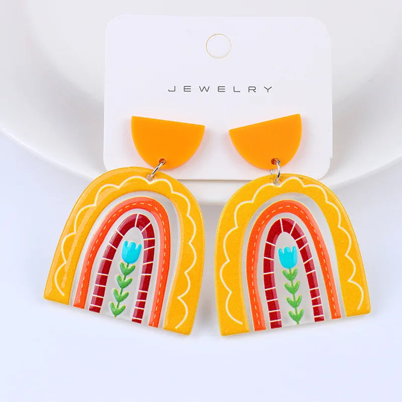 1 Pair Simple Style U Shape Arylic Patchwork Women'S Drop Earrings Ear Studs