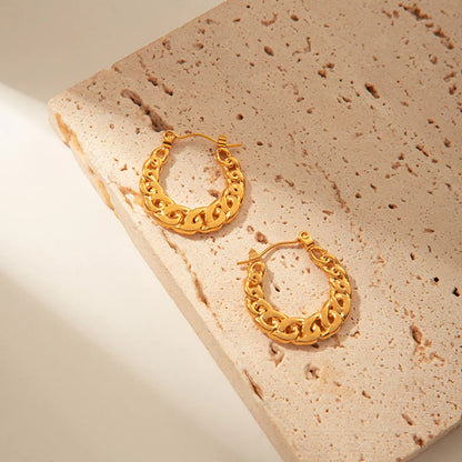 1 Pair Simple Style U Shape Chain Plating Stainless Steel Gold Plated Ear Studs