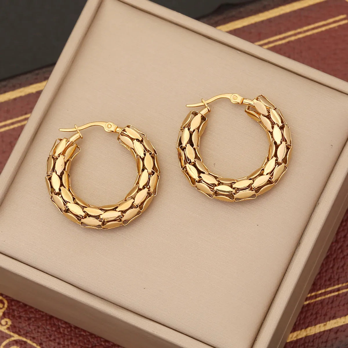 1 Pair Simple Style U Shape Circle Stainless Steel Plating Hoop Earrings