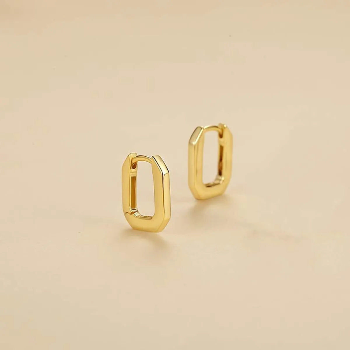 1 Pair Simple Style U Shape Geometric Plating Sterling Silver Gold Plated Hoop Earrings