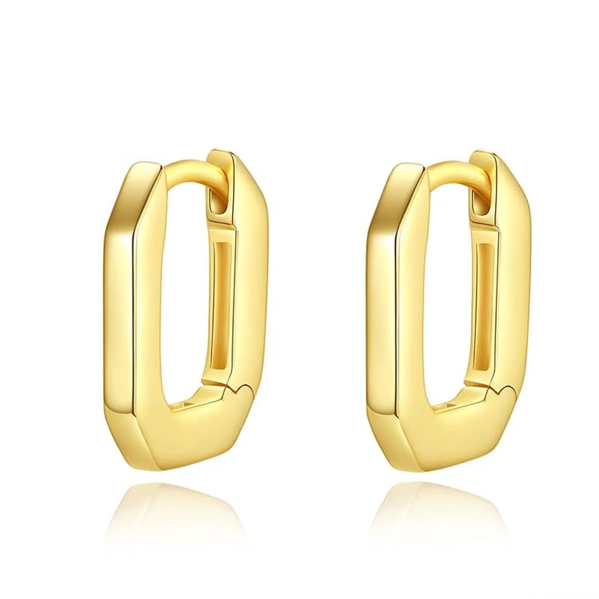 1 Pair Simple Style U Shape Geometric Plating Sterling Silver Gold Plated Hoop Earrings