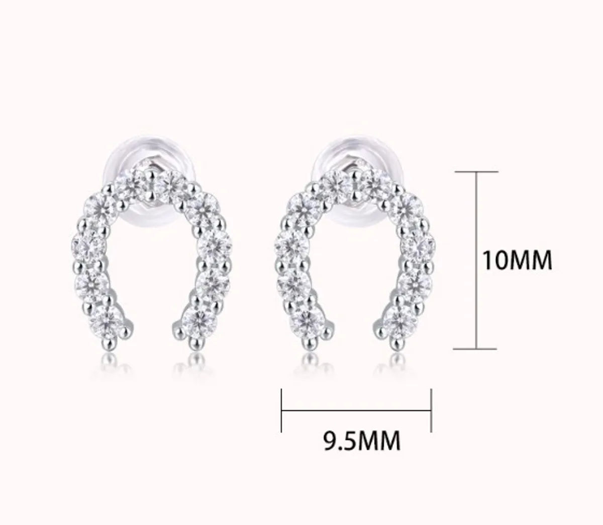 1 Pair Simple Style U Shape Gra Plating Inlay Sterling Silver Moissanite Ear Studs