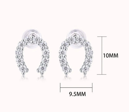 1 Pair Simple Style U Shape Gra Plating Inlay Sterling Silver Moissanite Ear Studs