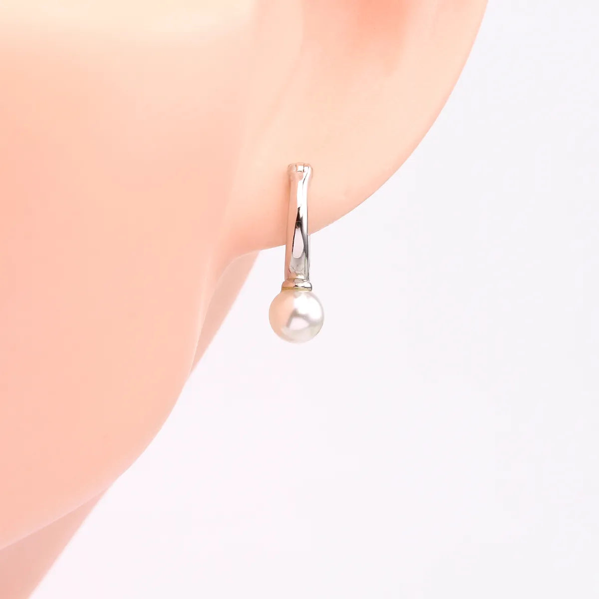 1 Pair Simple Style U Shape Inlay Sterling Silver Pearl Earrings