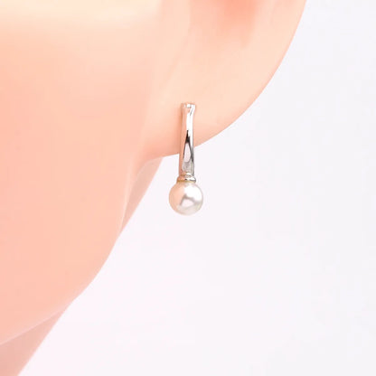 1 Pair Simple Style U Shape Inlay Sterling Silver Pearl Earrings