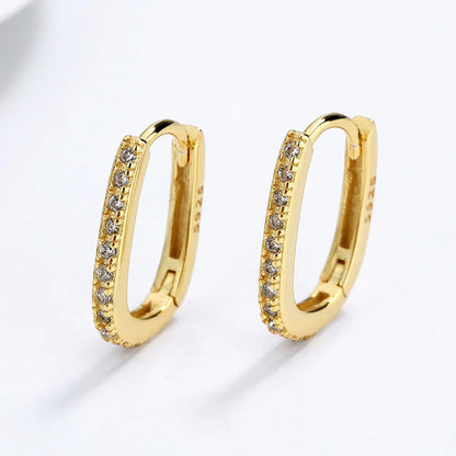 1 Pair Simple Style U Shape Inlay Sterling Silver Zircon Hoop Earrings