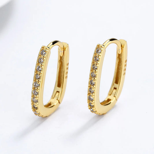 1 Pair Simple Style U Shape Inlay Sterling Silver Zircon Hoop Earrings