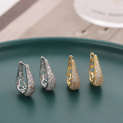 1 Pair Simple Style U Shape Plating Inlay Copper Zircon Earrings