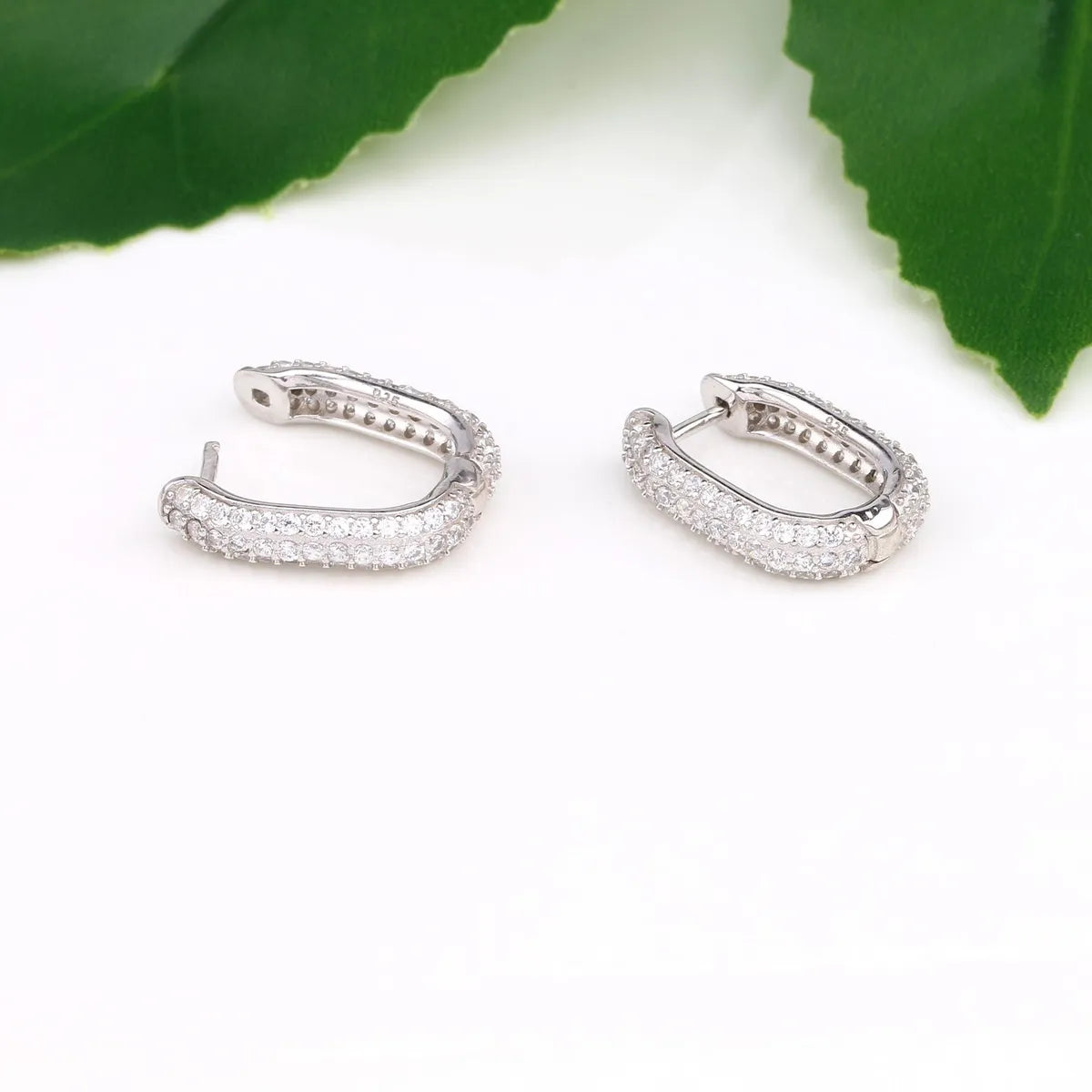 1 Pair Simple Style U Shape Plating Inlay Sterling Silver Zircon White Gold Plated Gold Plated Earrings