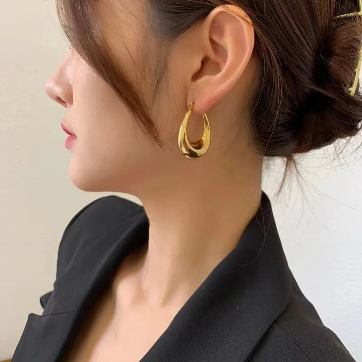 1 Pair Simple Style U Shape Plating Stainless Steel 18k Gold Plated Earrings