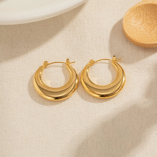 1 Pair Simple Style U Shape Plating Stainless Steel 18k Gold Plated Hoop Earrings