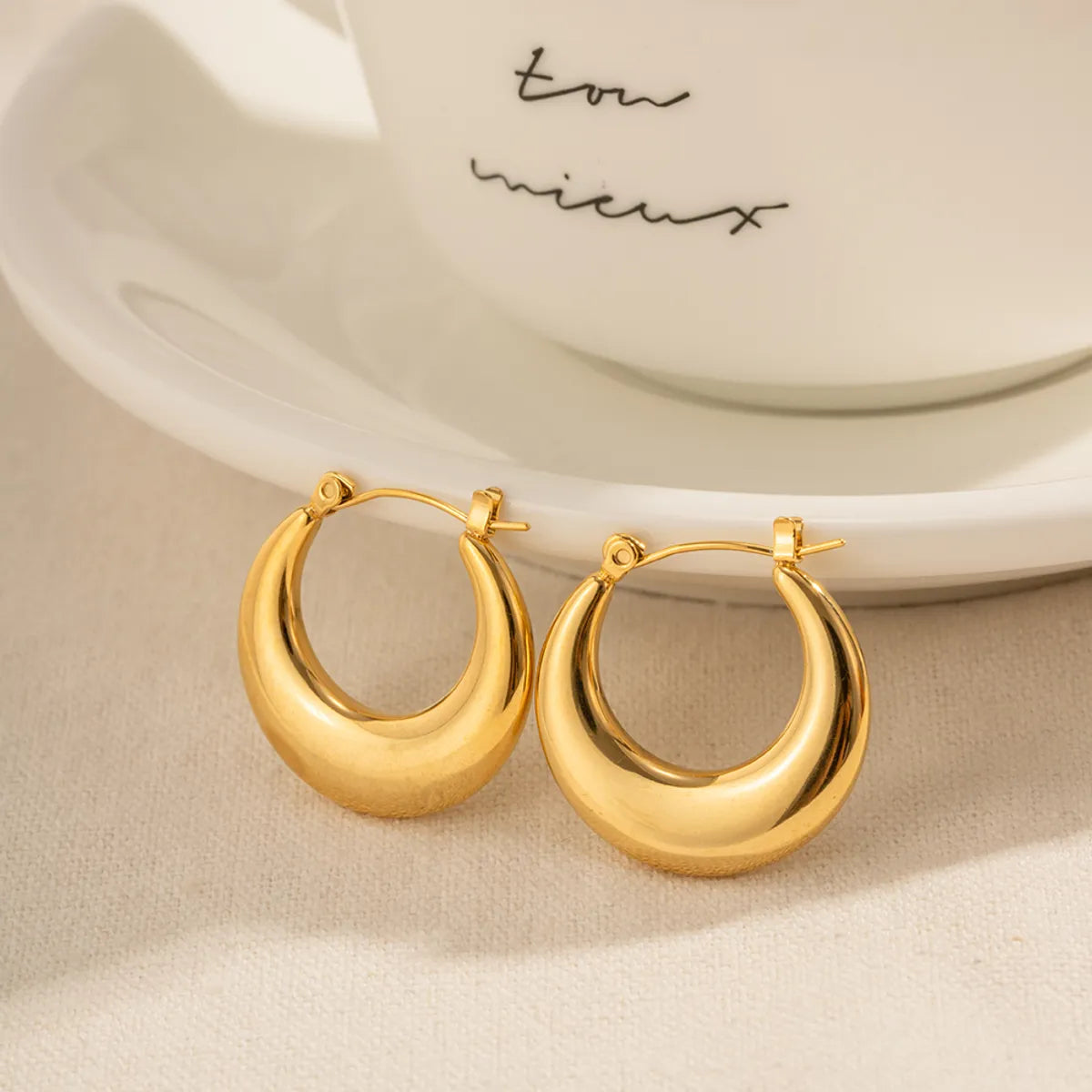 1 Pair Simple Style U Shape Plating Stainless Steel 18k Gold Plated Hoop Earrings