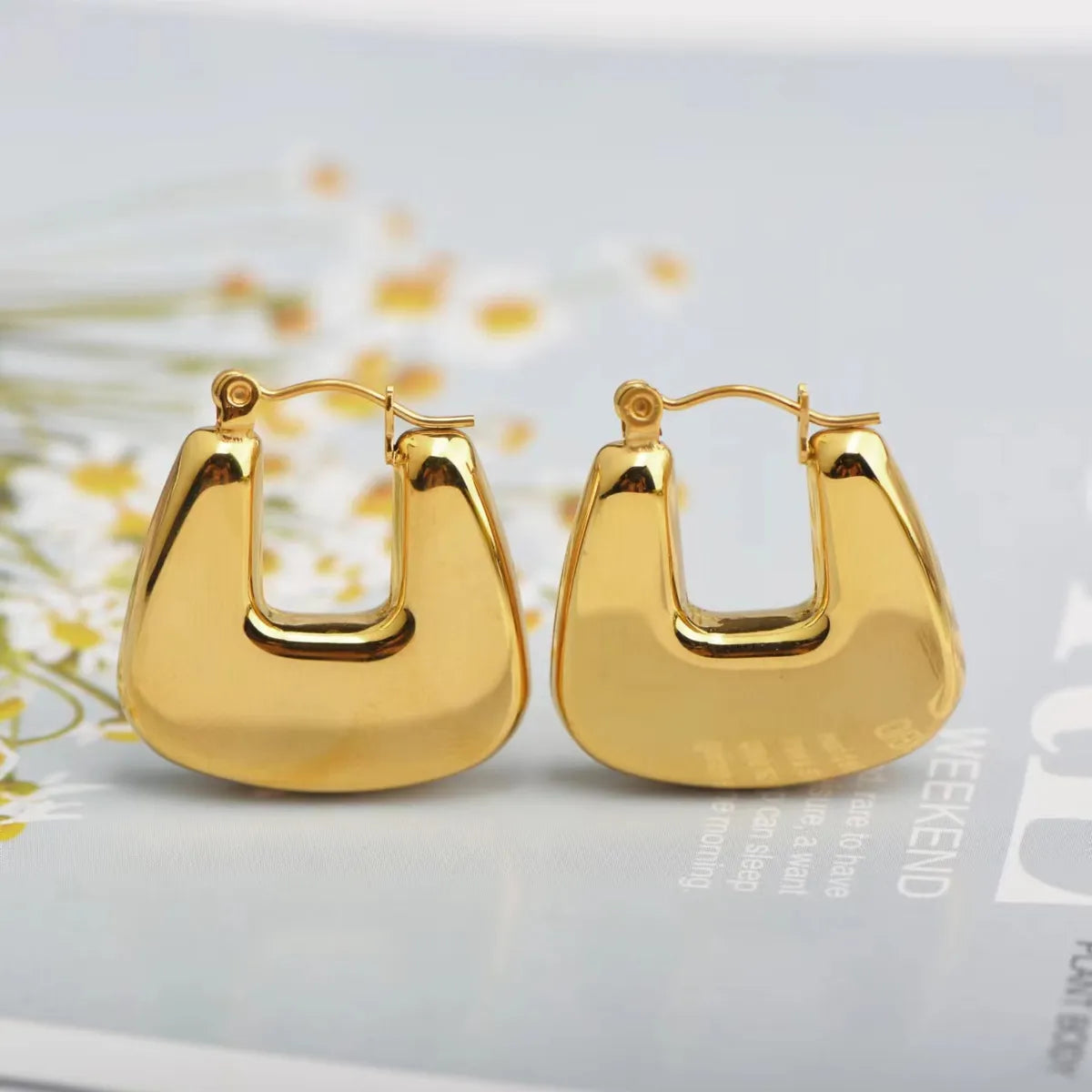 1 Pair Simple Style U Shape Plating Stainless Steel Earrings