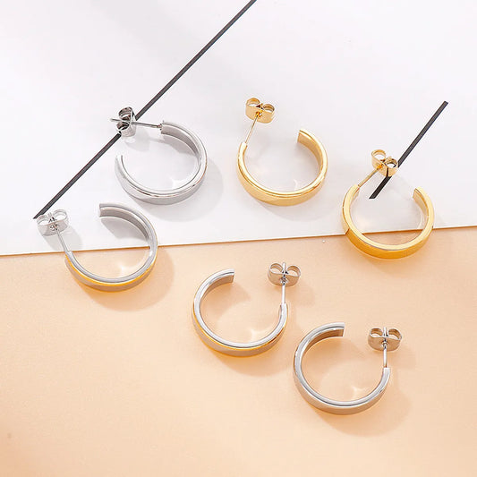 1 Pair Simple Style U Shape Plating Titanium Steel Ear Studs