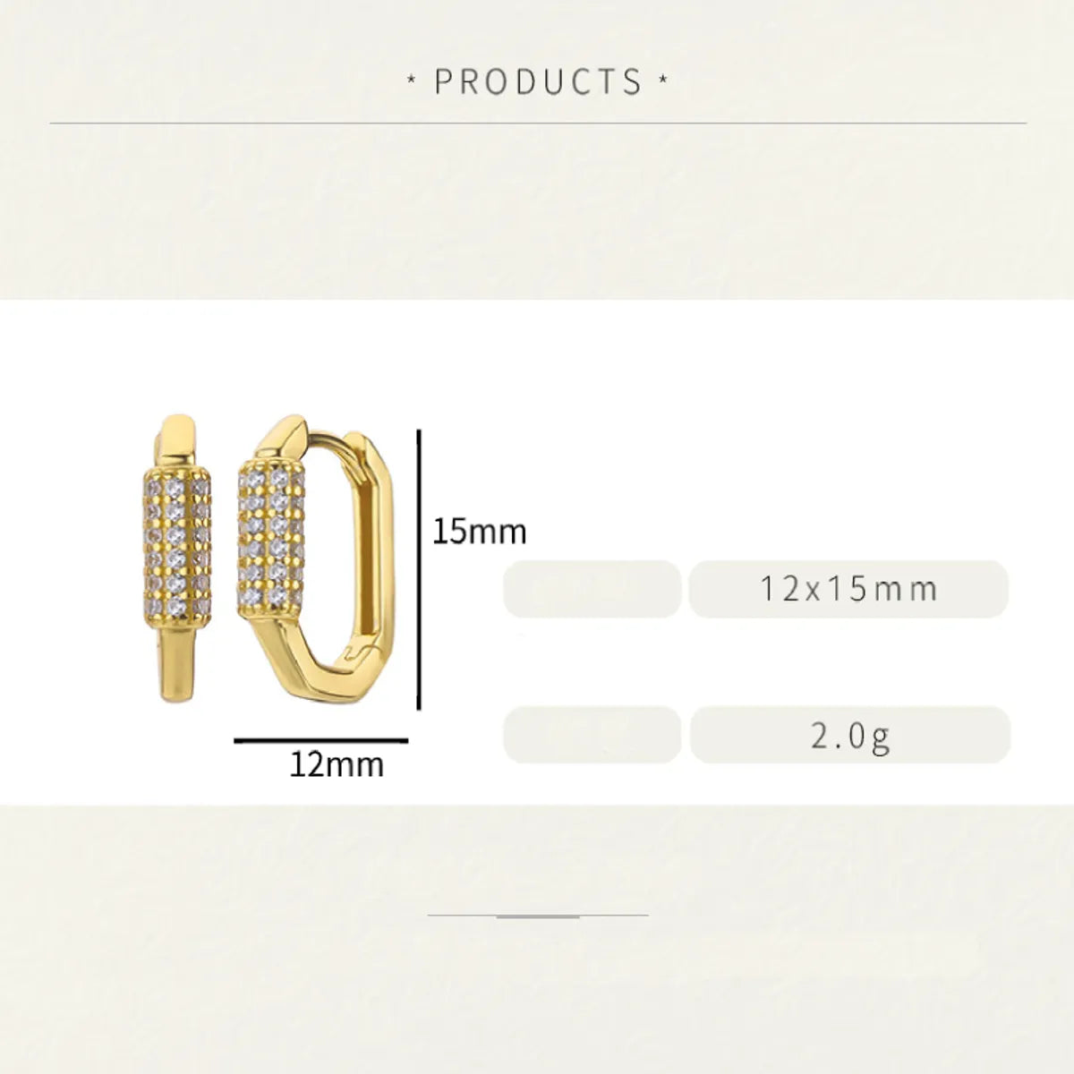 1 Pair Simple Style U Shape Polishing Plating Inlay Sterling Silver Zircon Gold Plated Earrings