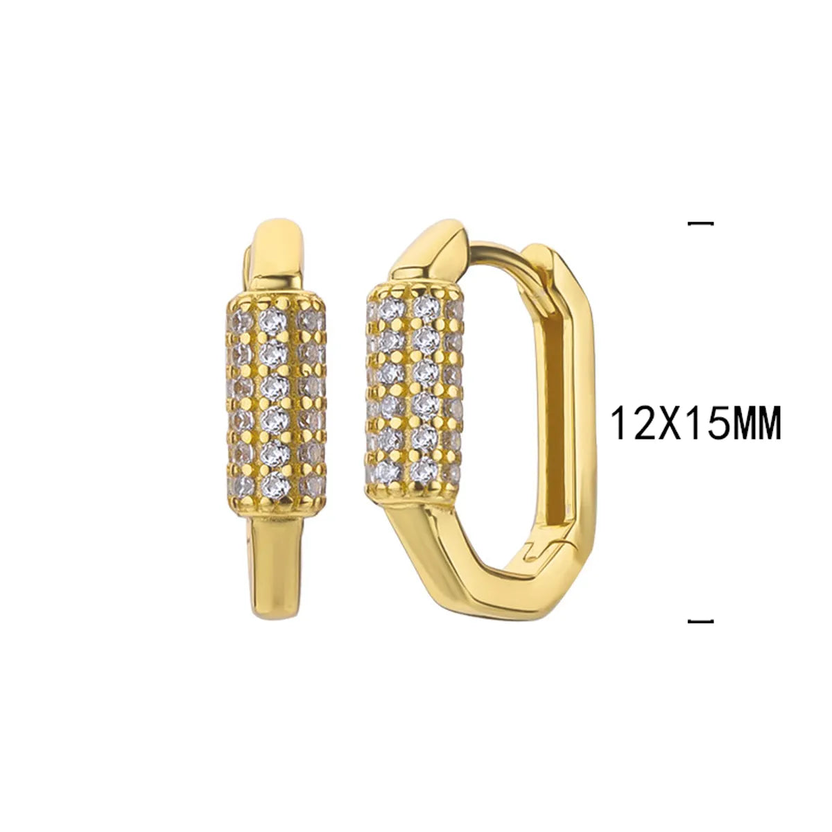 1 Pair Simple Style U Shape Polishing Plating Inlay Sterling Silver Zircon Gold Plated Earrings