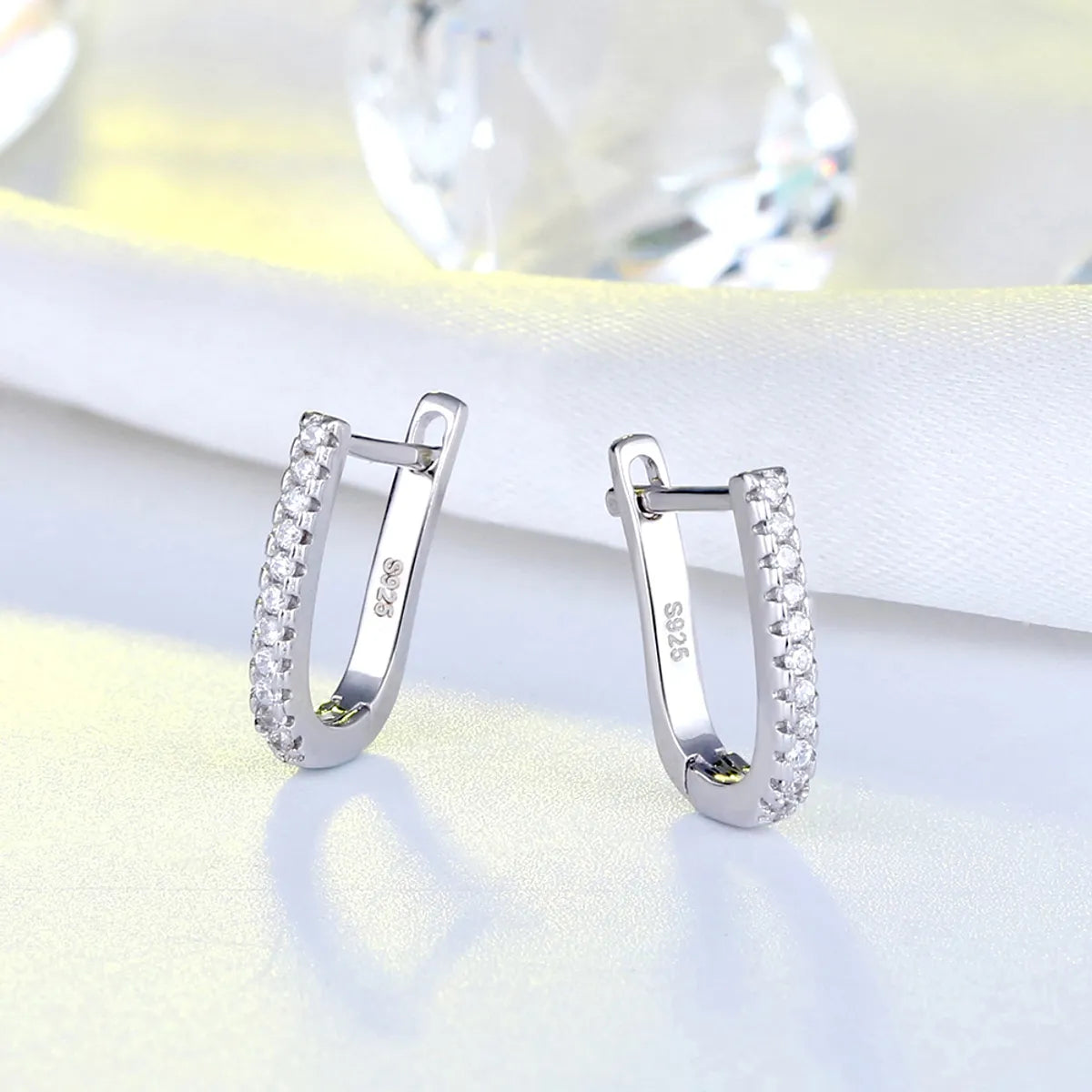 1 Pair Simple Style U Shape Polishing Plating Inlay Sterling Silver Zircon Rose Gold Plated White Gold Plated Earrings