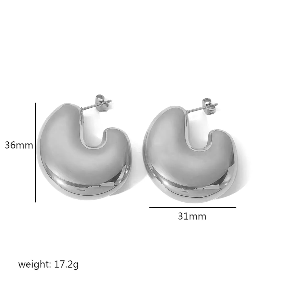 1 Pair Simple Style U Shape Polishing Plating Stainless Steel 18k Gold Plated Ear Studs