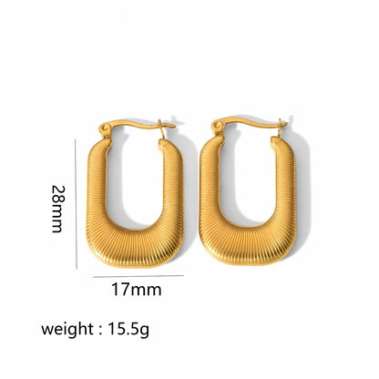 1 Pair Simple Style U Shape Polishing Plating 304 Stainless Steel Hoop Earrings