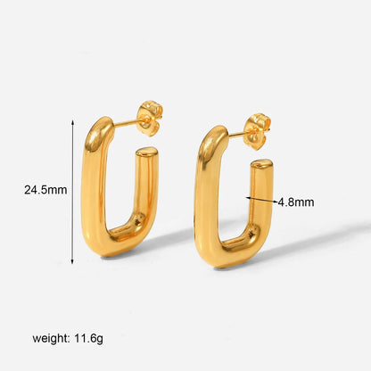 1 Pair Simple Style U Shape Polishing Plating 304 Stainless Steel Hoop Earrings