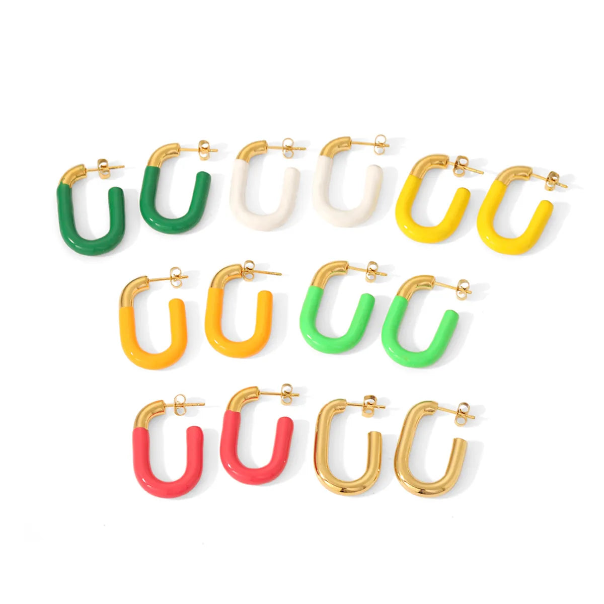 1 Pair Simple Style U Shape Polishing Plating Stainless Steel 18k Gold Plated Hoop Earrings