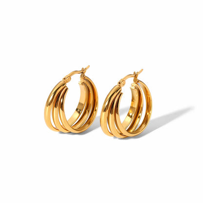 1 Pair Simple Style U Shape Round Solid Color Polishing Plating 304 Stainless Steel 18K Gold Plated Earrings