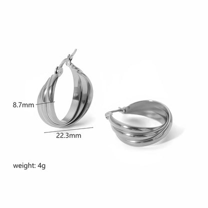 1 Pair Simple Style U Shape Round Solid Color Polishing Plating 304 Stainless Steel 18K Gold Plated Earrings