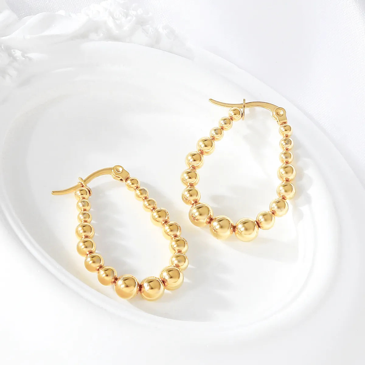 1 Pair Simple Style U Shape Round Square Plating 316 Stainless Steel  18K Gold Plated Earrings