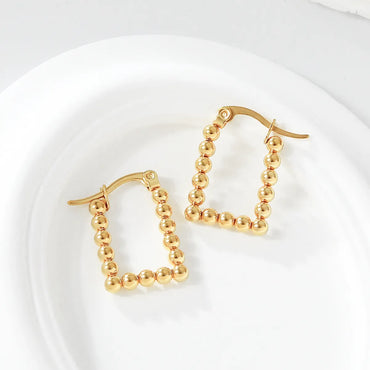 1 Pair Simple Style U Shape Round Square Plating 316 Stainless Steel  18K Gold Plated Earrings