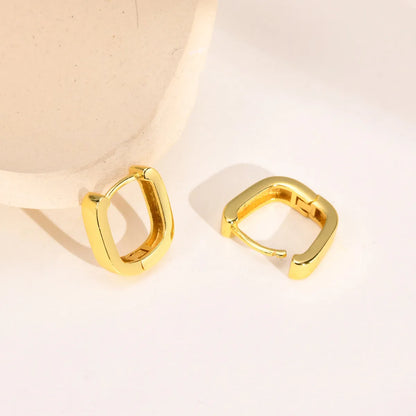 1 Pair Simple Style U Shape Solid Color Plating Stainless Steel Gold Plated Earrings