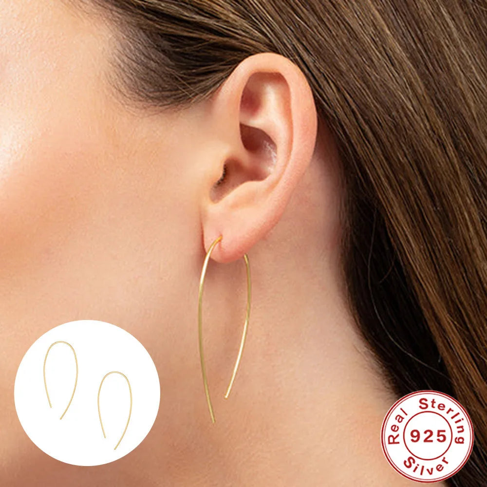 1 Pair Simple Style U Shape Sterling Silver Plating Ear Line