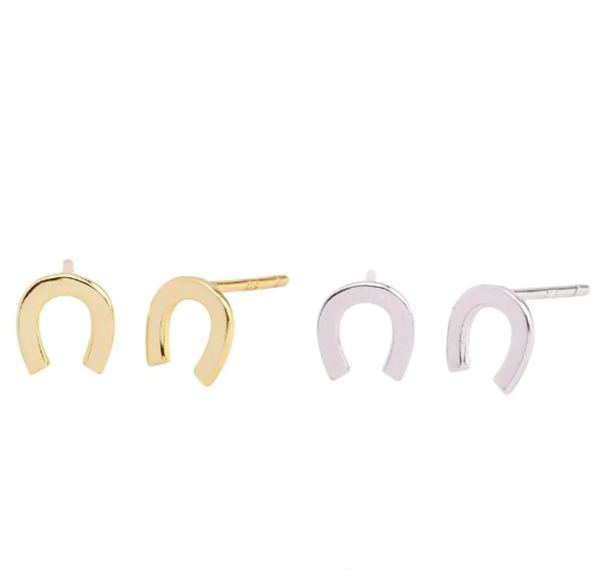 1 Pair Simple Style U Shape Sterling Silver Plating White Gold Plated Gold Plated Ear Studs