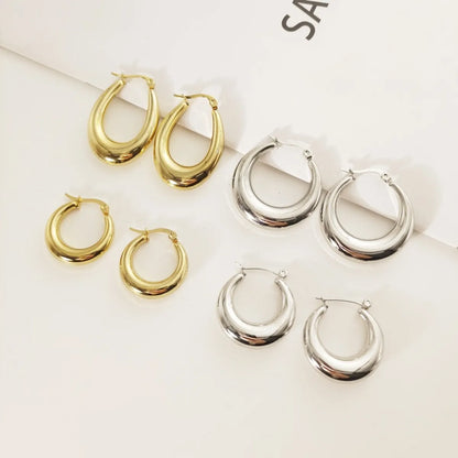 1 Pair Simple Style U Shape Titanium Steel 18K Gold Plated Earrings