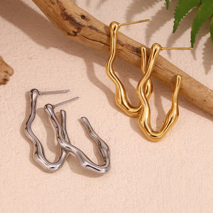 1 Pair Simple Style V Shape Plating 304 Stainless Steel 18K Gold Plated Ear Studs