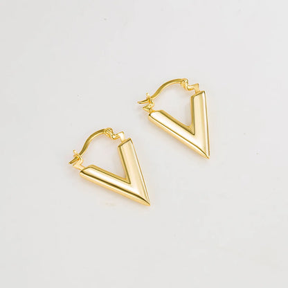 1 Pair Simple Style V Shape Plating Sterling Silver 18k Gold Plated Earrings