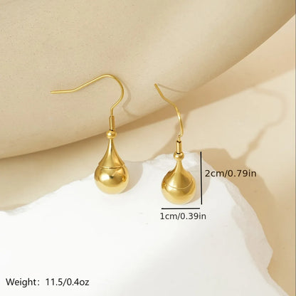 1 Pair Simple Style Water Droplets 304 Stainless Steel 14K Gold Plated Drop Earrings