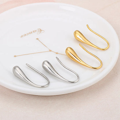 1 Pair Simple Style Water Droplets 304 Stainless Steel 18K Gold Plated Ear Hook