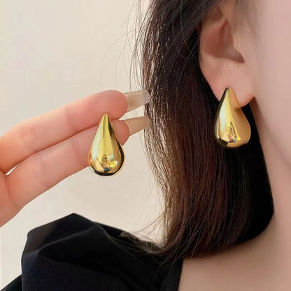 1 Pair Simple Style Water Droplets Alloy Gold Plated Silver Plated Ear Studs