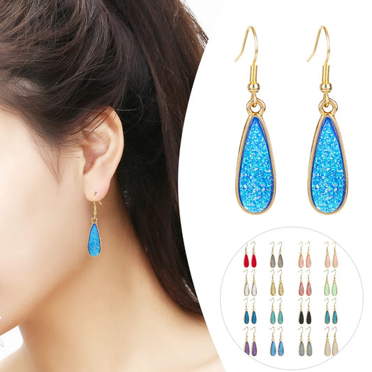 1 Pair Simple Style Water Droplets Plating Alloy Drop Earrings