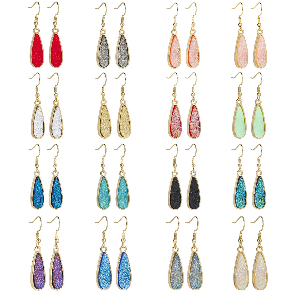 1 Pair Simple Style Water Droplets Plating Alloy Drop Earrings