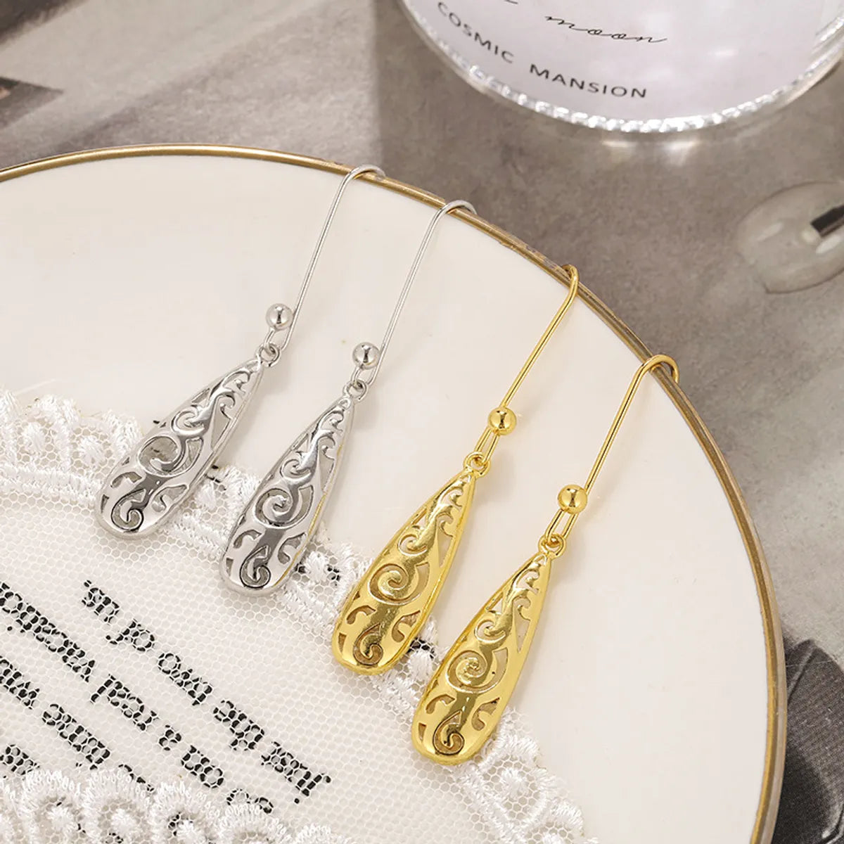 1 Pair Simple Style Water Droplets Alloy Plating Women's Drop Earrings