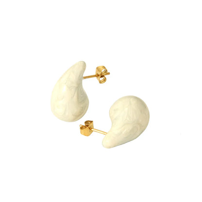 1 Pair Simple Style Water Droplets Enamel 304 Stainless Steel Ear Studs