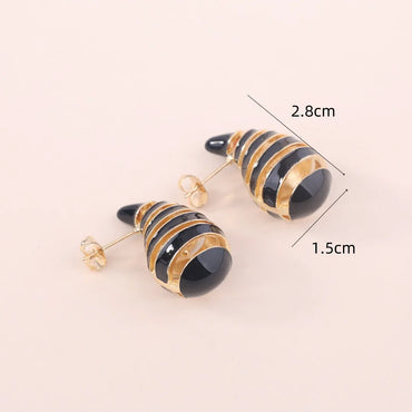 1 Pair Simple Style Water Droplets Enamel Hollow Out Copper Ear Studs