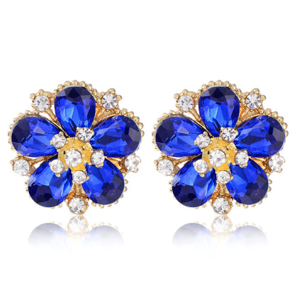 1 Pair Simple Style Water Droplets Flower Plating Alloy Ear Studs