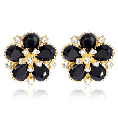 1 Pair Simple Style Water Droplets Flower Plating Alloy Ear Studs