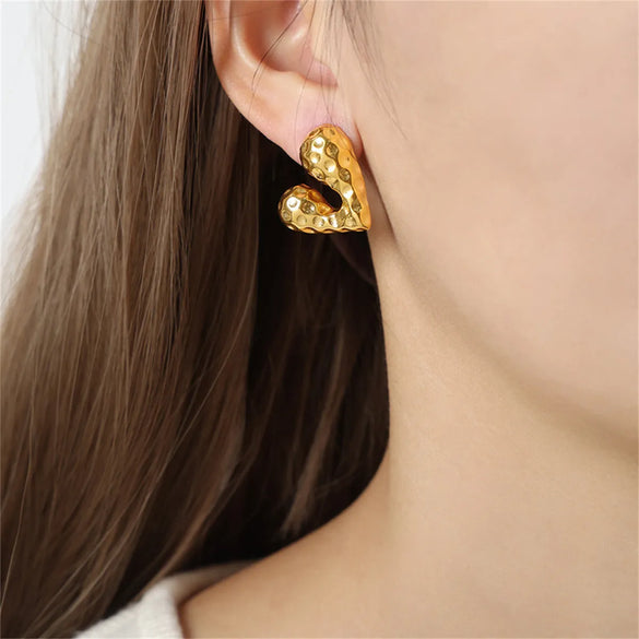1 Pair Simple Style Water Droplets Heart Shape Plating 304 Stainless Steel 18K Gold Plated Ear Studs