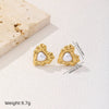 1 Pair Simple Style Water Droplets Heart Shape Plating Inlay Titanium Steel Artificial Pearls 18K Gold Plated Ear Studs